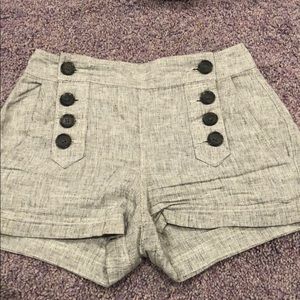Gray material high waisted shorts